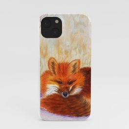 Red fox small nap | Renard roux petite sieste iPhone Case | Oil, Nature, Magnificence, Red, Painting, Beauty, Peaceful, Freedom, Fox, Popart 