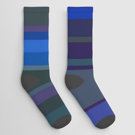 strong blue and very dark violet colored stripes Socks