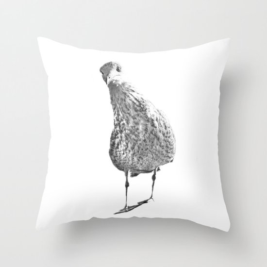 Inquisitive seagull Throw Pillow