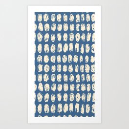 Distressed Ivory Dots on Denim Art Print