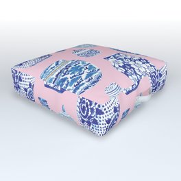 Chinoiserie Ginger Jar Collection No.7 Outdoor Floor Cushion | Romantic, Chinoiserie, Midcentury, Girlsroom, Pinkfloral, Pinkpreppy, Painting, Shabbychic, Delft, Hollywoodregency 