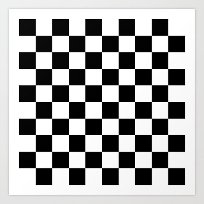Black & White Checker Checkerboard Checkers Art Print