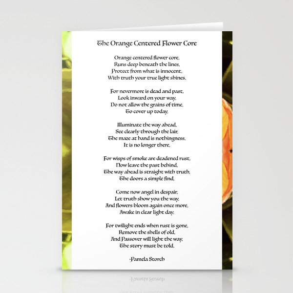 The Orange Centered Flower Core Poem Stationery Cards