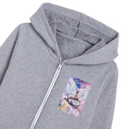 Space Llama Riding Axolotl - Rainbow Kids Zip Hoodie