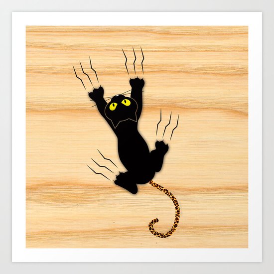 Cat Climbing Art Print