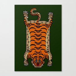 TIBETAN TIGER RUG-green Canvas Print