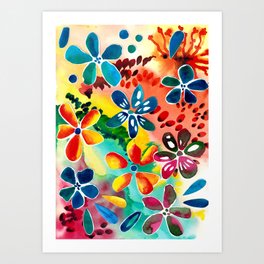 Watercolor floral collage Art Print