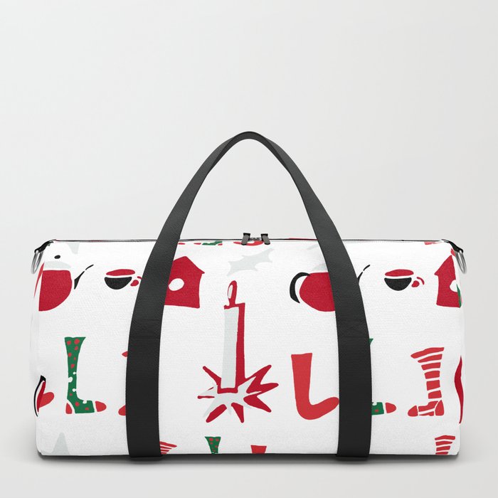 Christmas Cosy White Duffle Bag By Susycosta Society6