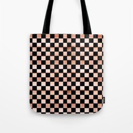 Black and Beige Checker Pattern Tote Bag