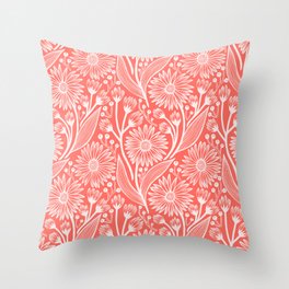 Coral Coneflowers Throw Pillow