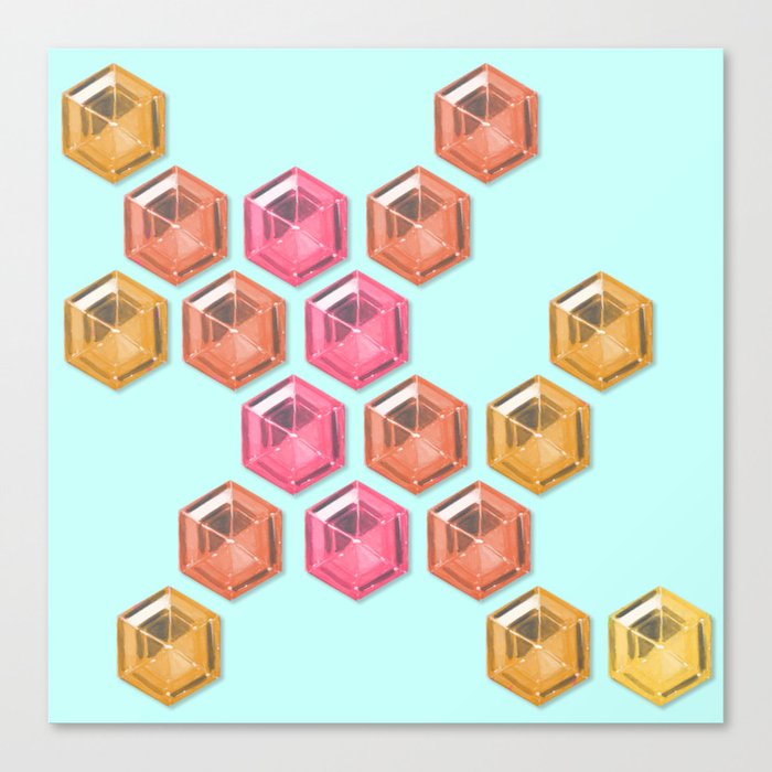 Summer Gradient Hexagon Gemstones Canvas Print
