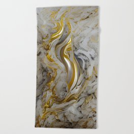 Silver and Gold Marble Beach Towel