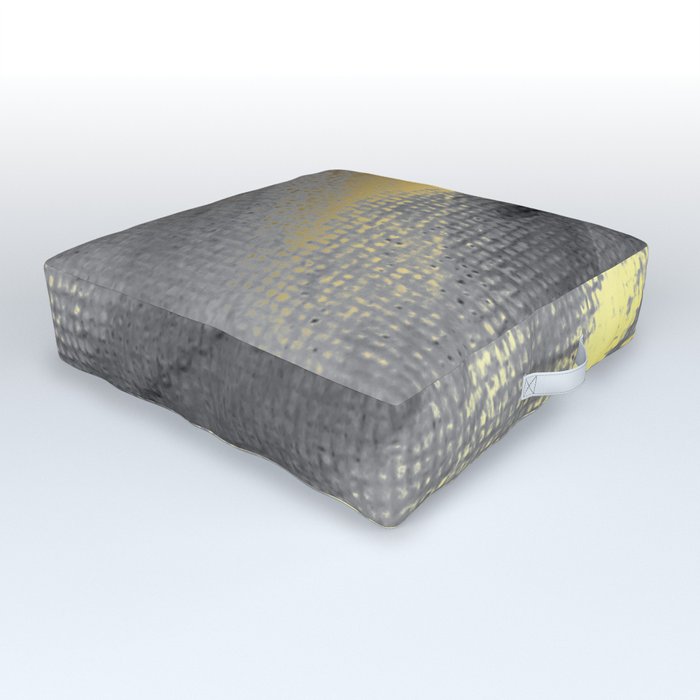 Grey Paint Brushstrokes Gold Foil Abstract Texture Outdoor Floor Cushion