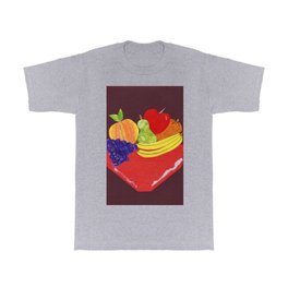 Fruit Basket T Shirt | Watercolor, Apple, Paper, Mixed Media, Fruit, Banana, Peach, Orange, Pear, Grape 