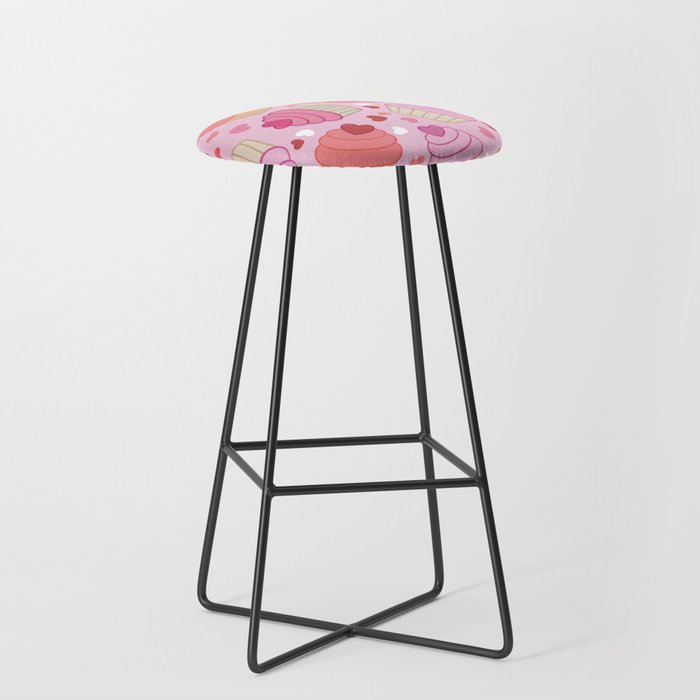 Tossed Valentines Cupcakes On Pink Bar Stool