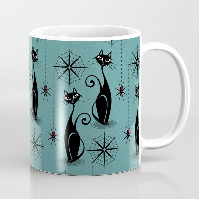 Retro Atomic Spooky Cats Coffee Mug