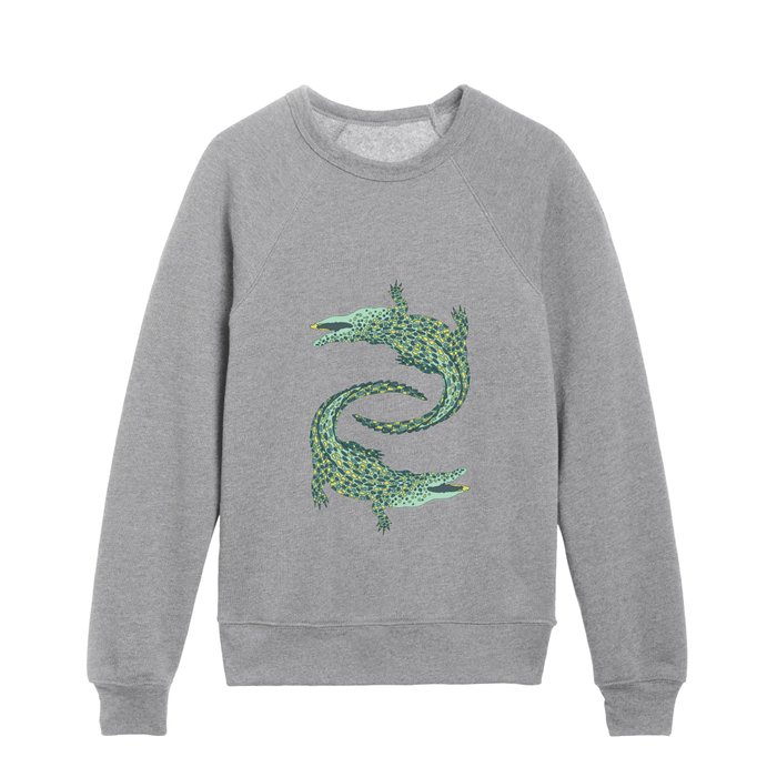 Crocodiles (Deep Coral and Mint Palette) Kids Crewneck