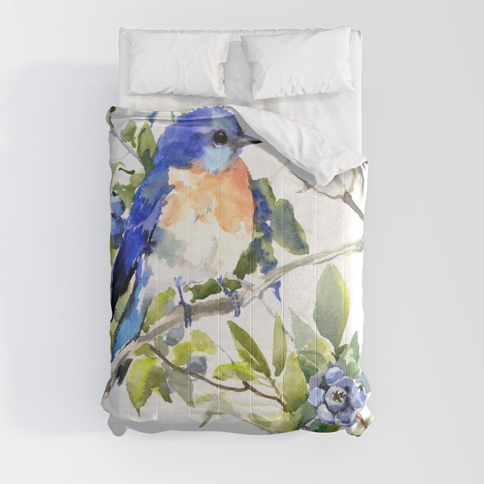 Bluebird and Blueberry Comforter