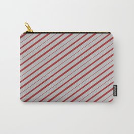 [ Thumbnail: Grey and Brown Colored Lines/Stripes Pattern Carry-All Pouch ]
