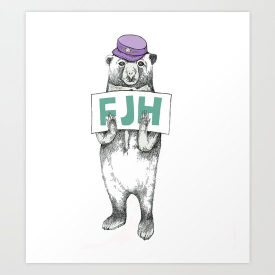 FJH-bear sign Art Print