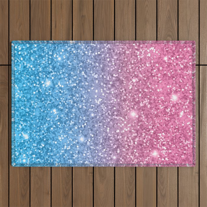 Pink Blue Glitter Sparkle Outdoor Rug