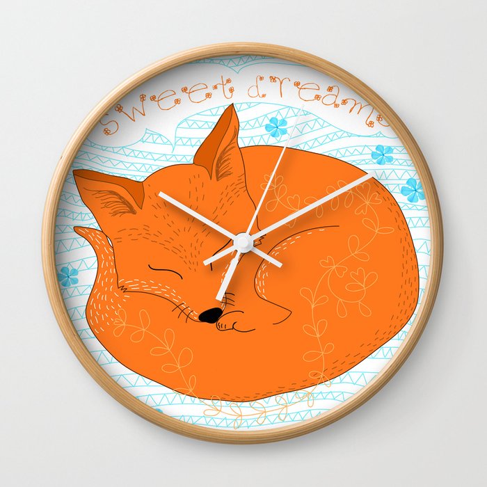 Sweet Foxy Dreams Wall Clock