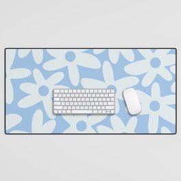 Daisy Time Floral Pattern in Powder Blue Desk Mat