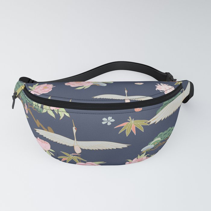 Japanese Crane Tropical Exotic Flower Pattern Fanny Pack