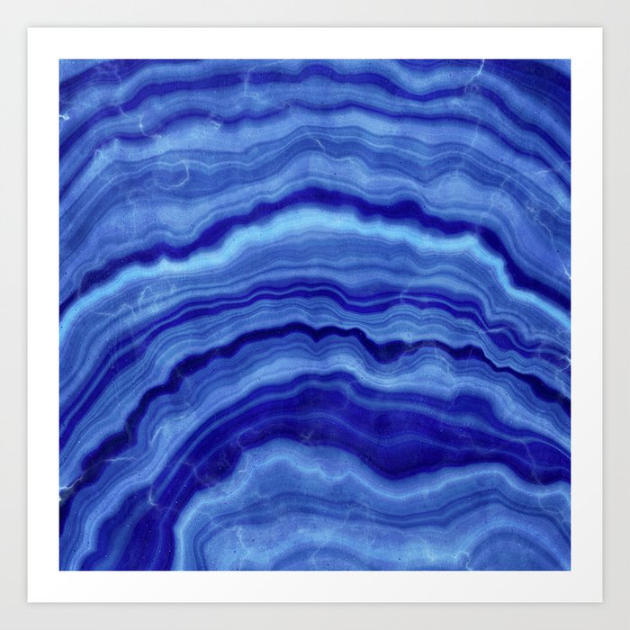 Blue Agate Texture 02 Art Print