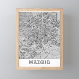 Madrid city map sketch Framed Mini Art Print