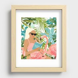 How To Become a Flamingo Illustration, Human Nature Connection, Woman Fashion Travel Recessed Framed Print