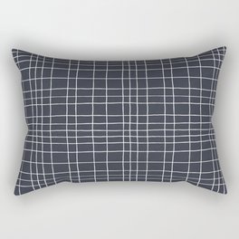 Hand-drawn grid lines white on dark gray Rectangular Pillow