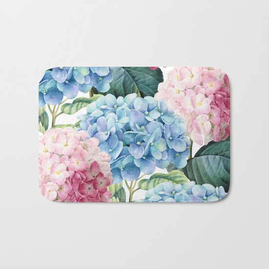 Pink Blue Hydrangea Bath Mat