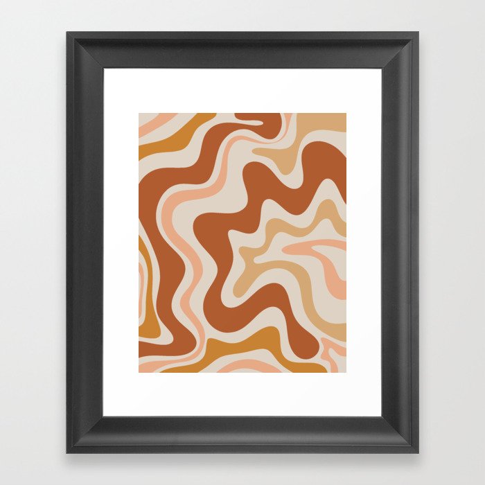 Liquid Swirl Abstract in Earth Tones Framed Art Print