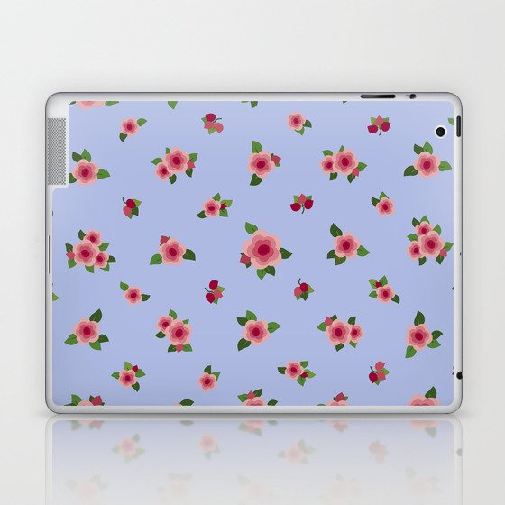Pink Roses All Over - periwinkle Laptop & iPad Skin