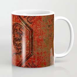 Distressed Dueling Dragons in Octagon Frame With Chinese Dragon Characters Coffee Mug