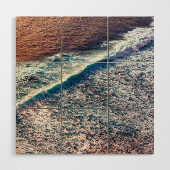 Sunset Wave Over The Ocean Wood Wall Art