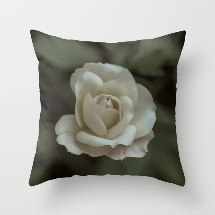 FLOWER • Rose Photography #43 • White & Green Throw Pillow