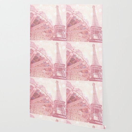 Paris Pink Eiffel Tower Carousel Wallpaper By Kathyfornal Society6