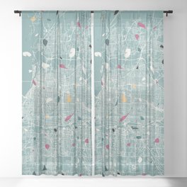 MEMPHIS - USA. Terrazzo City Map Sheer Curtain