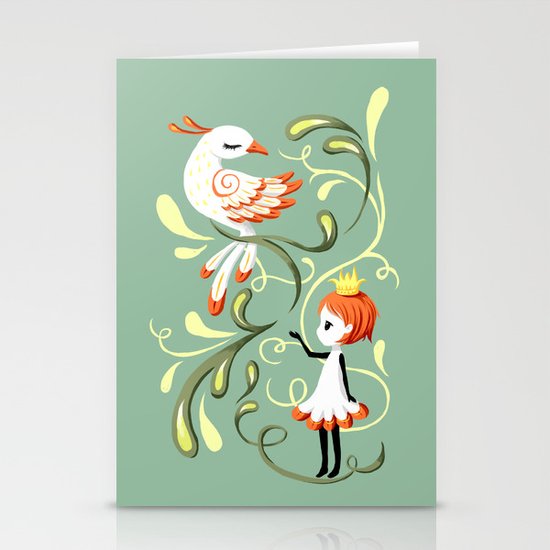 Princess and a Bird Stationery Cards