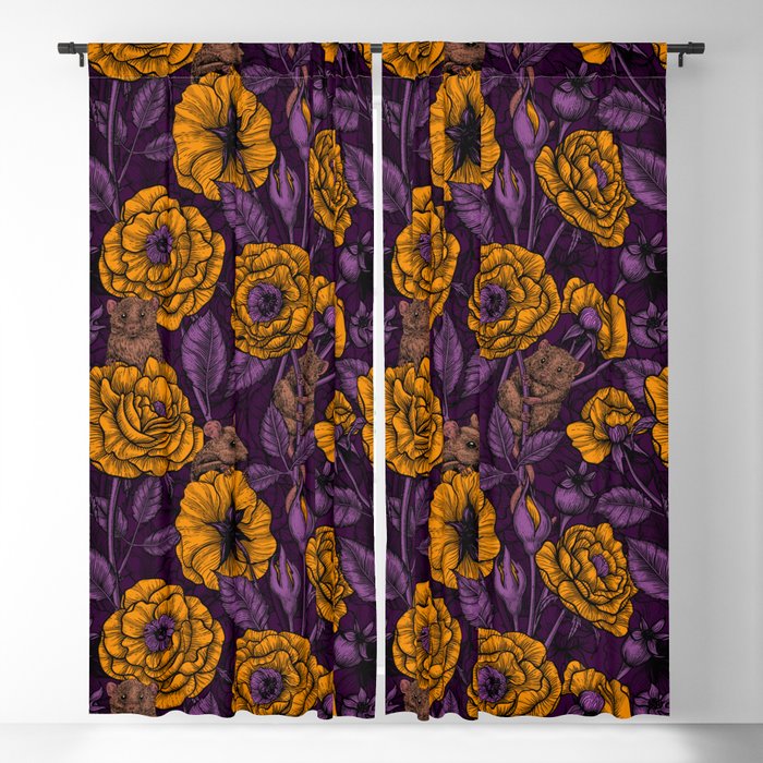 The mice party in orange and violet Blackout Curtain