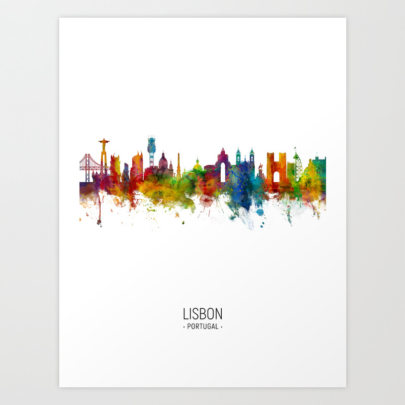 Lisbon Portugal Skyline Art Print By Artpause Society6