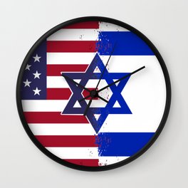 Israel USA flag Wall Clock
