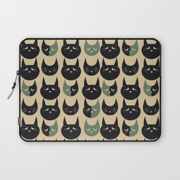 Cat head Pattern Midcentury Modern Teal and black and tan Laptop Sleeve