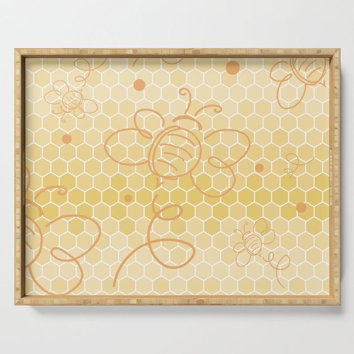 Honey "Bee" Kind - Be Kind Honeycomb Circle Serving Tray