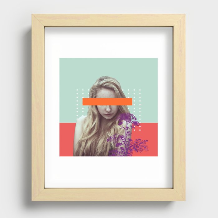 Graphic and contemporary blindfolded girl - photo by Ierdnall (CC by-SA 2.0) and Vecteezy.com Recessed Framed Print
