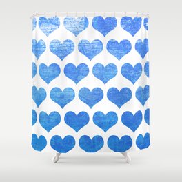 Raining Blue Hearts Shower Curtain