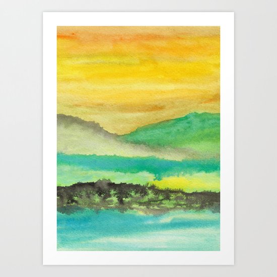 Watercolor abstract landscape 06 Art Print