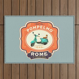 Hotel Pompelmo - Rome, Italy. Vintage Travel Art V.2 Outdoor Rug